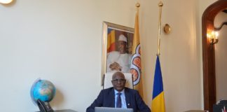 Amb. Mahamat Mamadou ADDY participant au comité des Ambassadeurs de l'OEACP sur zoom.