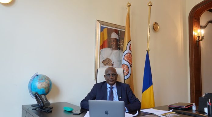 Amb. Mahamat Mamadou ADDY participant au comité des Ambassadeurs de l'OEACP sur zoom.